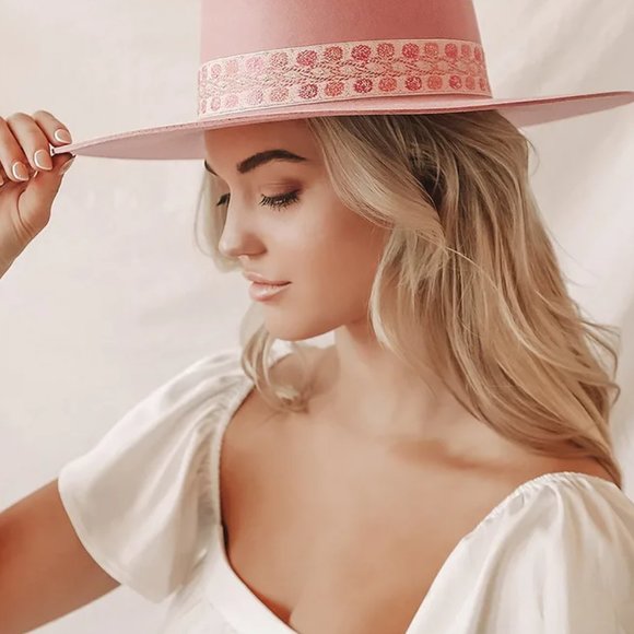 Lack Of Color Sierra Rose Full Brim Pink Wool Hat display picture 1